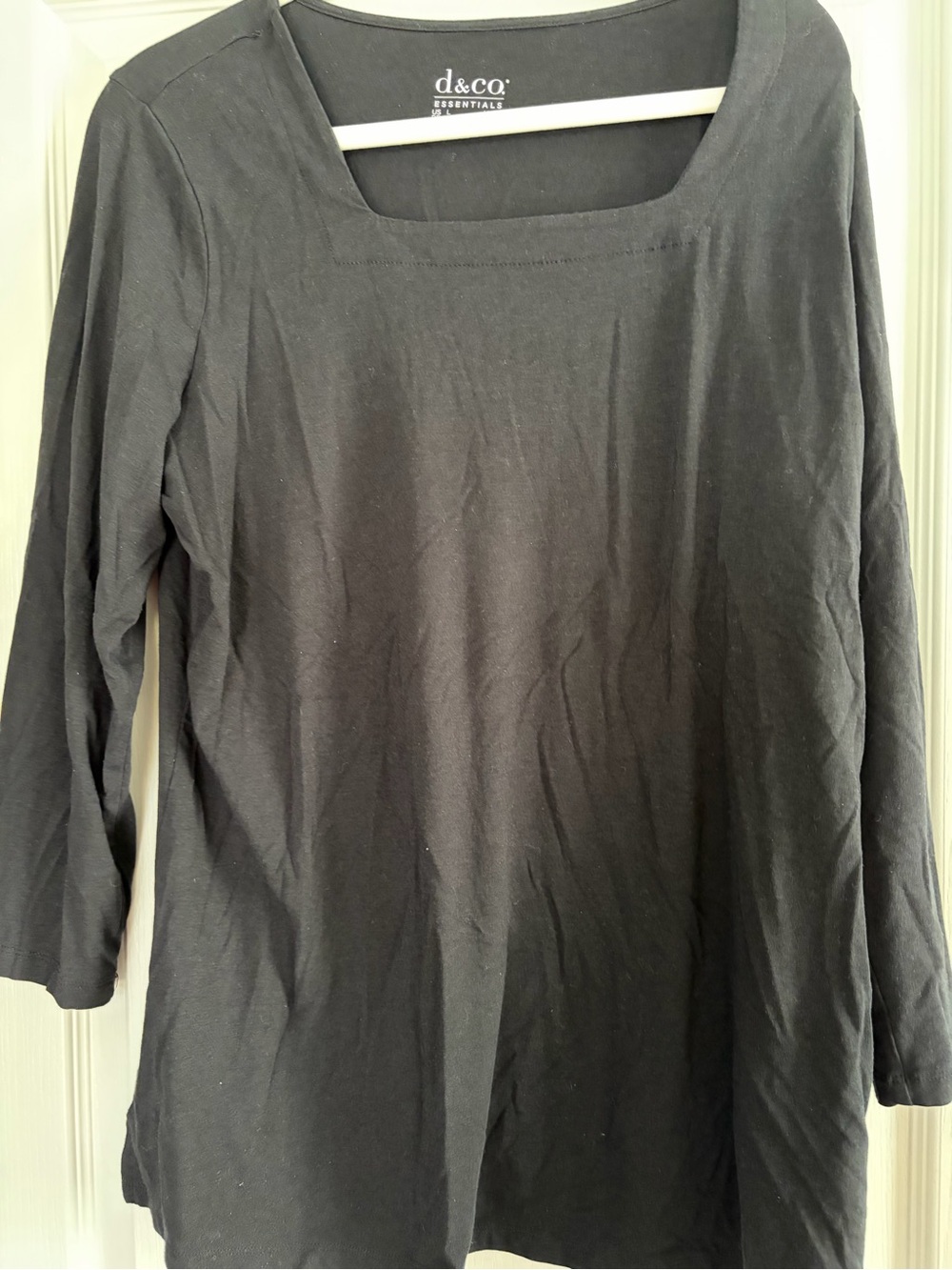 Essentials Black Square-Neck Tunic Top